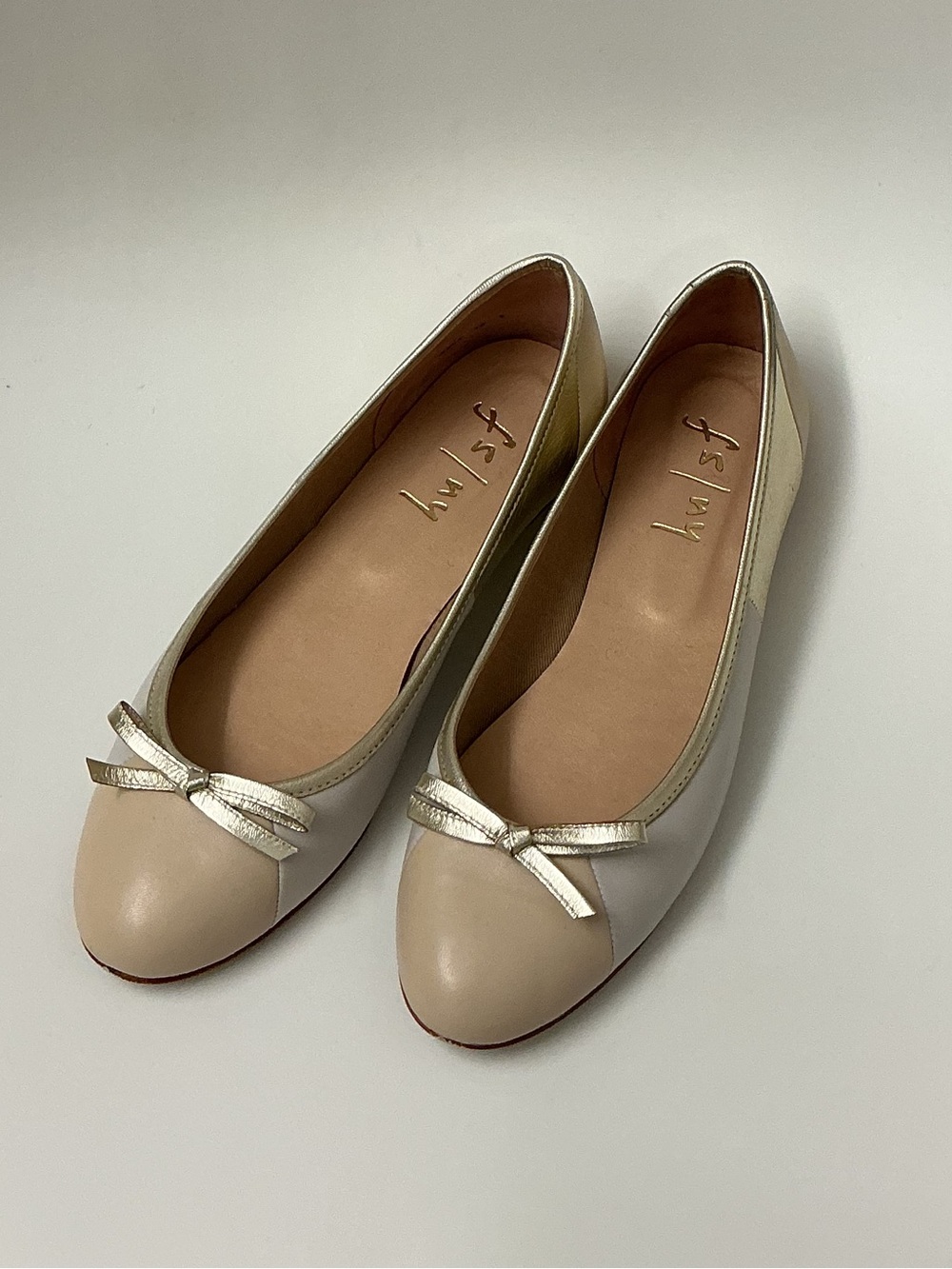 French Sole Metallic Gold and Nude Slingback Flats
